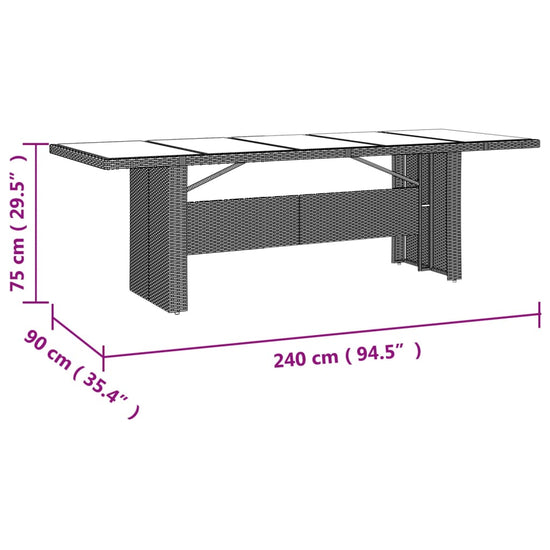 Tuintafel met glazen blad poly rattan en gehard glas beige MeubelReus