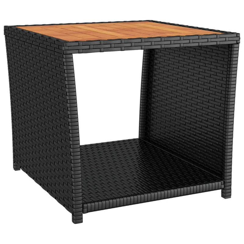 Salontafel met houten blad poly ratten en acaciahout zwart MeubelReus