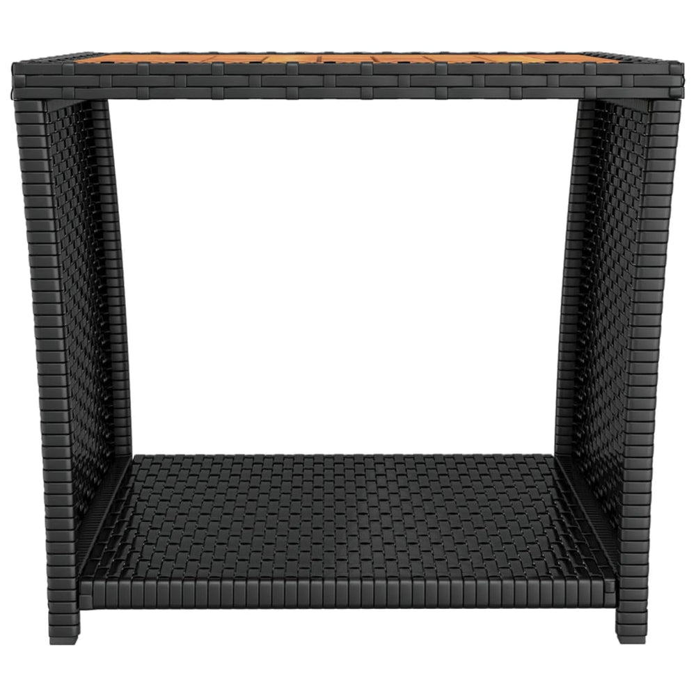 Salontafel met houten blad poly ratten en acaciahout zwart MeubelReus
