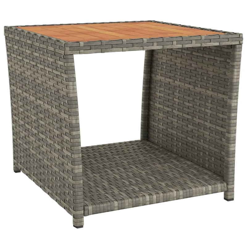 Salontafel met houten blad poly ratten massief acaciahout grijs MeubelReus