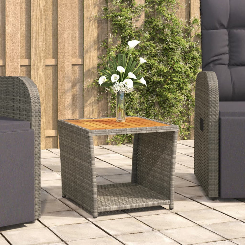 Salontafel met houten blad poly ratten massief acaciahout grijs MeubelReus