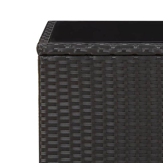 Salontafel met glazen blad poly rattan en gehard glas zwart MeubelReus