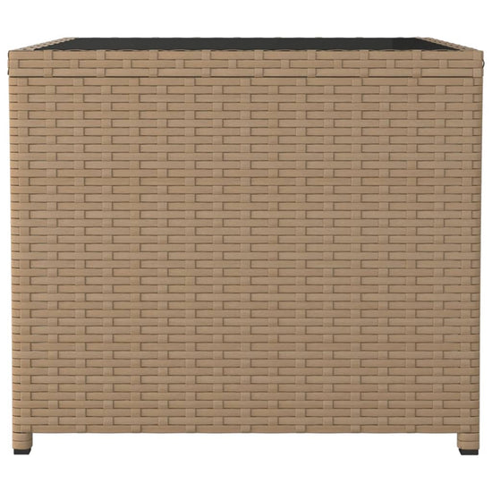Salontafel met glazen blad poly rattan en gehard glas beige MeubelReus