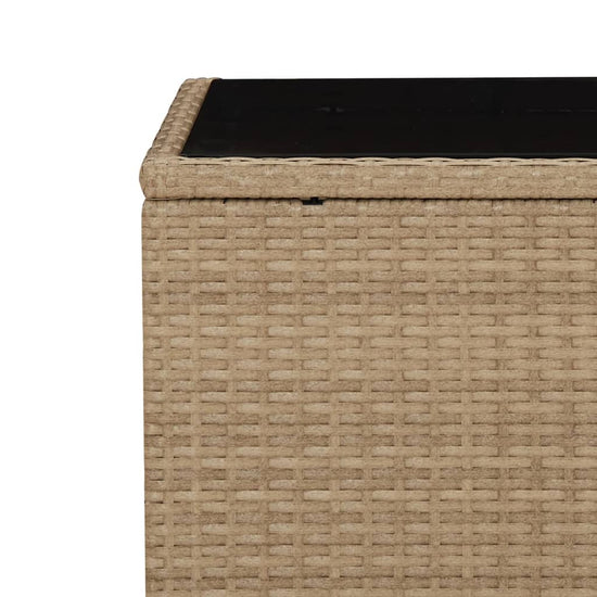 Salontafel met glazen blad poly rattan en gehard glas beige MeubelReus