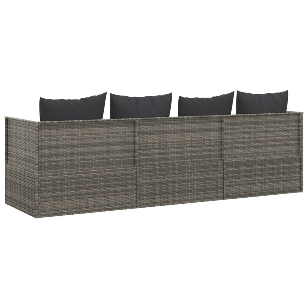 Loungebed met kussens poly rattan grijs MeubelReus