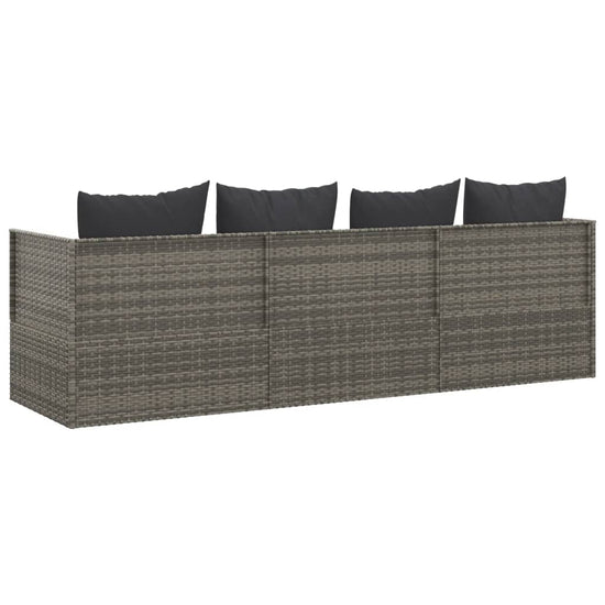 Loungebed met kussens poly rattan grijs MeubelReus