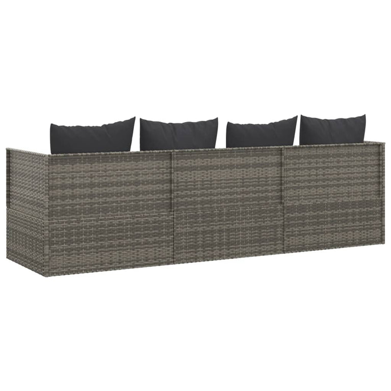 Loungebed met kussens poly rattan grijs MeubelReus