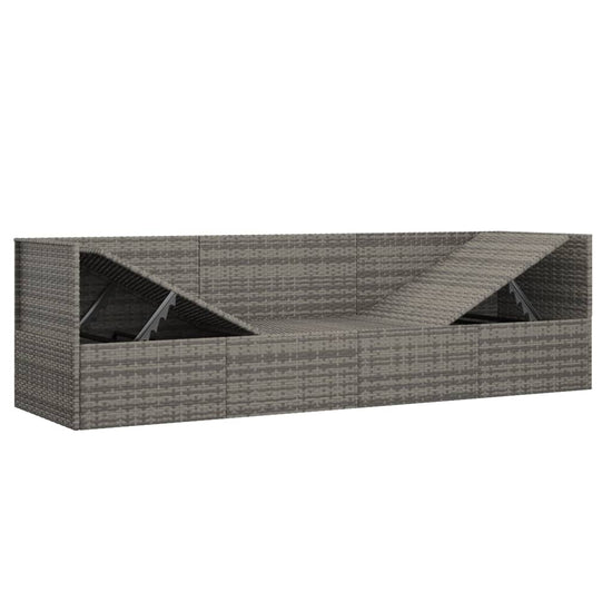 Loungebed met kussens poly rattan grijs MeubelReus