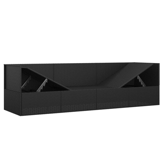 Loungebed met kussens poly rattan zwart MeubelReus