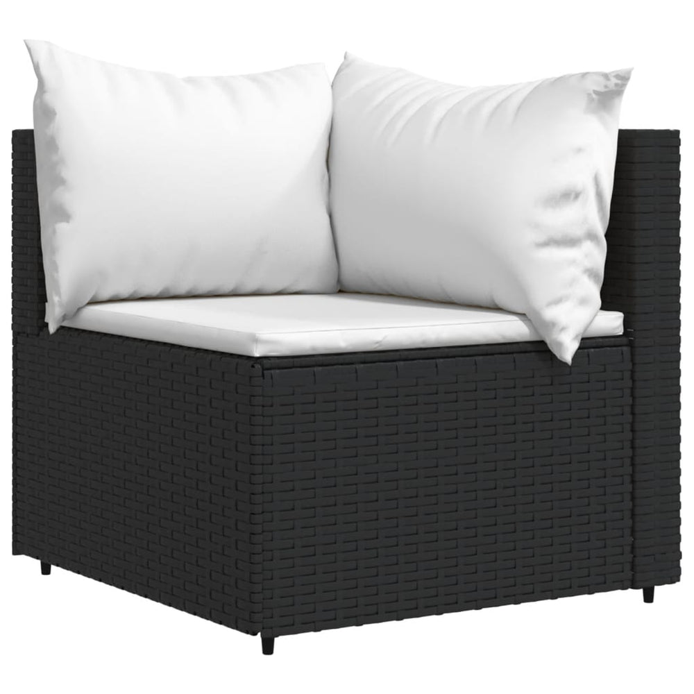 Tuinhoekbank met kussens poly rattan zwart MeubelReus