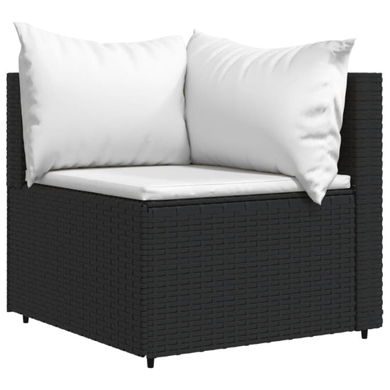 Tuinhoekbank met kussens poly rattan zwart MeubelReus