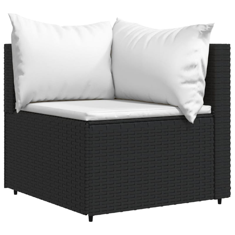 Tuinhoekbank met kussens poly rattan zwart MeubelReus