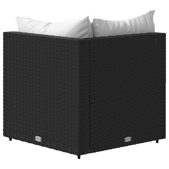 Tuinhoekbank met kussens poly rattan zwart MeubelReus