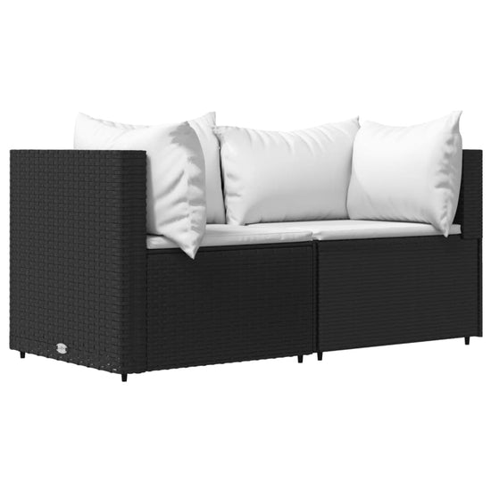 Tuinhoekbanken met kussens 2 st poly rattan zwart MeubelReus