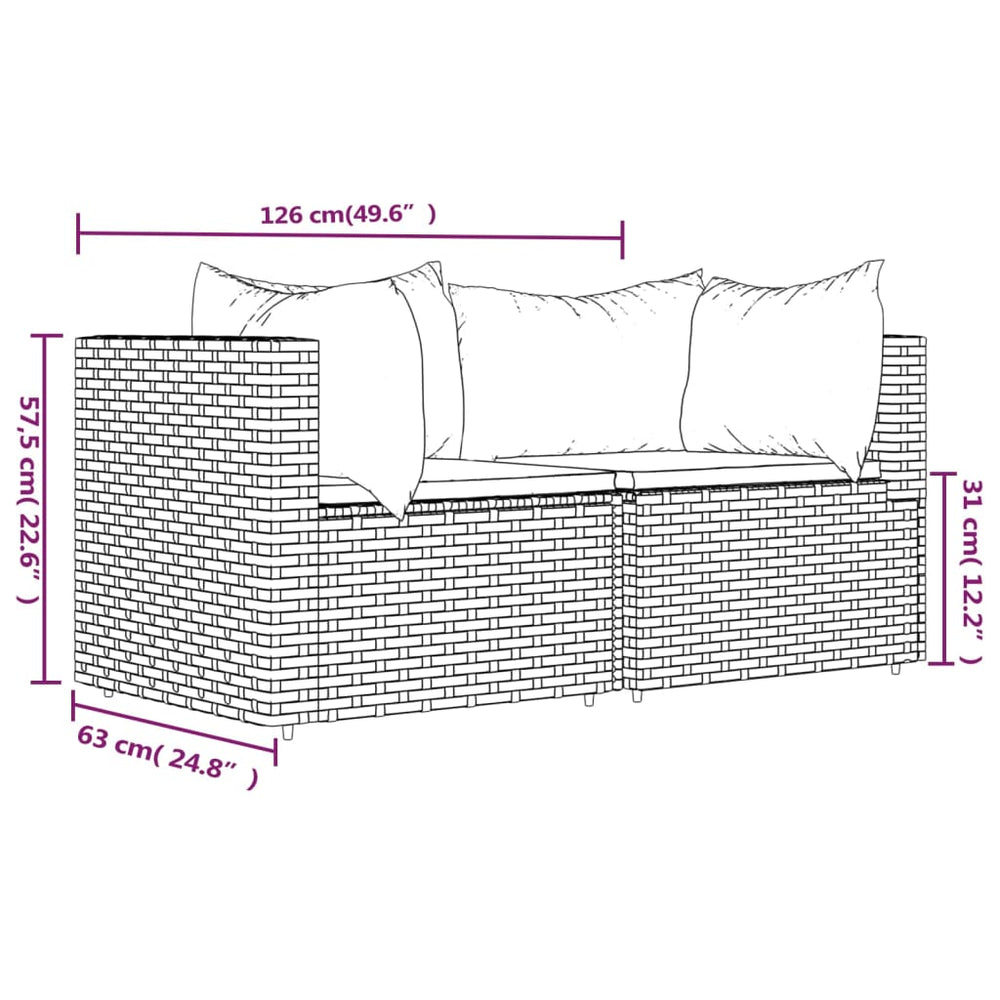 Tuinhoekbanken met kussens 2 st poly rattan zwart MeubelReus