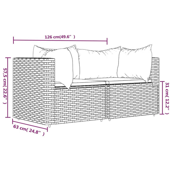 Tuinhoekbanken met kussens 2 st poly rattan zwart MeubelReus