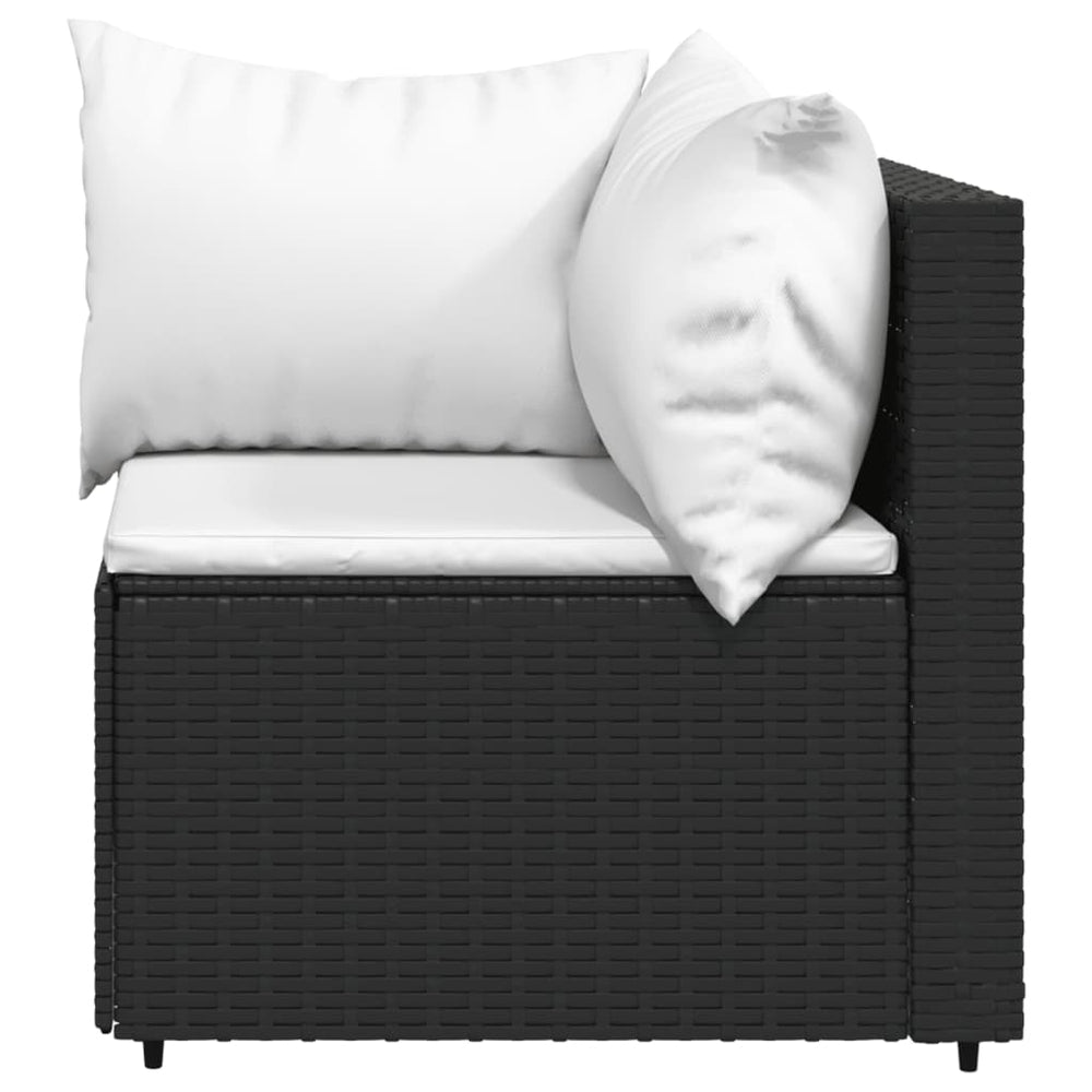 3-delige Loungeset met kussens poly rattan zwart MeubelReus