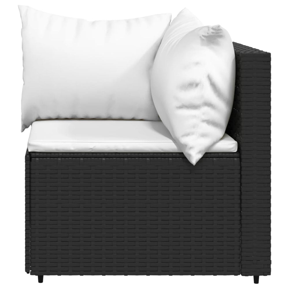 3-delige Loungeset met kussens poly rattan zwart MeubelReus