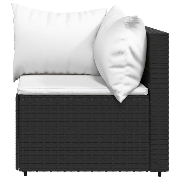 3-delige Loungeset met kussens poly rattan zwart MeubelReus