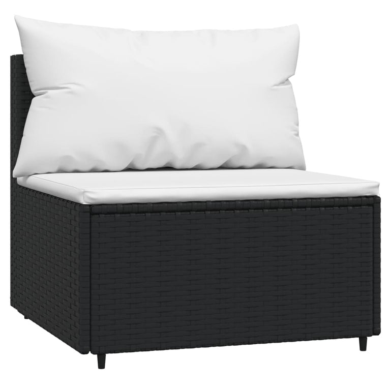 3-delige Loungeset met kussens poly rattan zwart MeubelReus