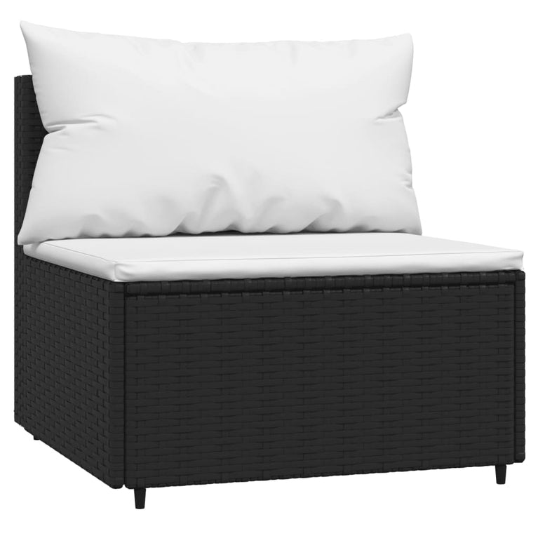 3-delige Loungeset met kussens poly rattan zwart MeubelReus