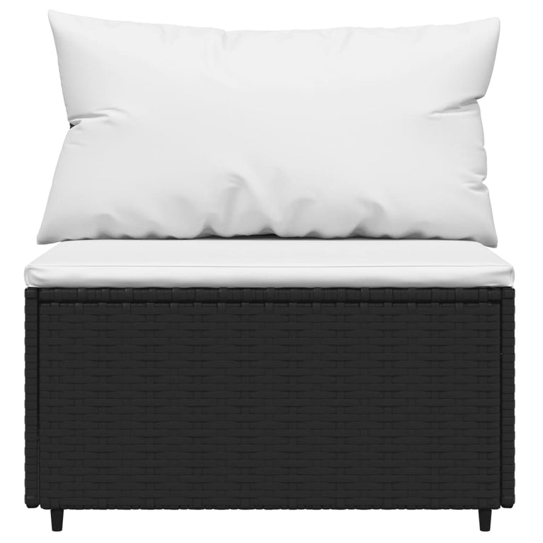 3-delige Loungeset met kussens poly rattan zwart MeubelReus