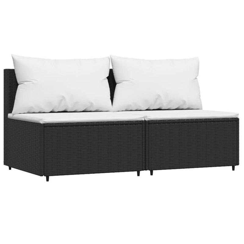 Tuinmiddenbanken met kussens 2 st poly rattan zwart MeubelReus