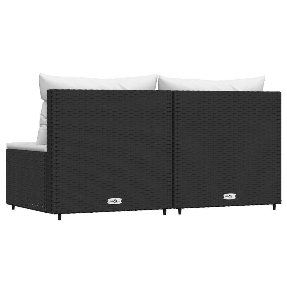 Tuinmiddenbanken met kussens 2 st poly rattan zwart MeubelReus