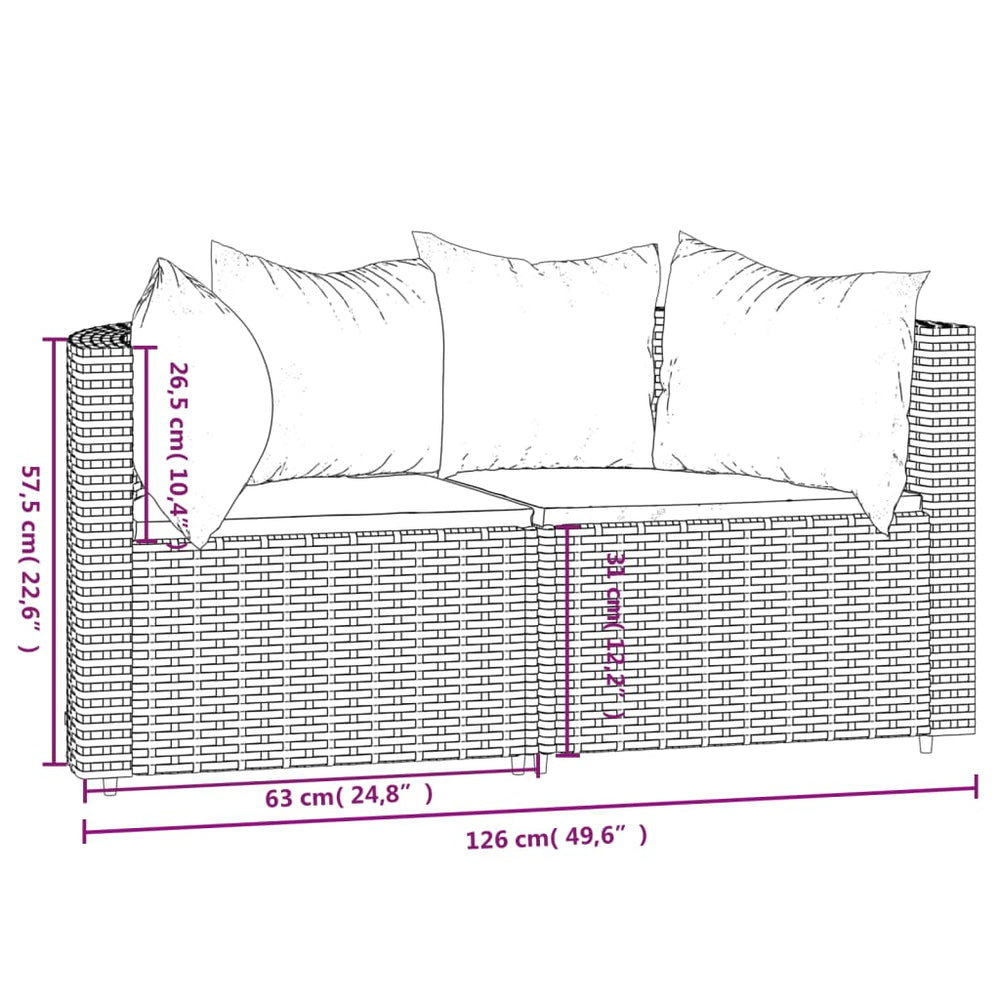 Tuinhoekbanken met kussens 2 st poly rattan zwart MeubelReus