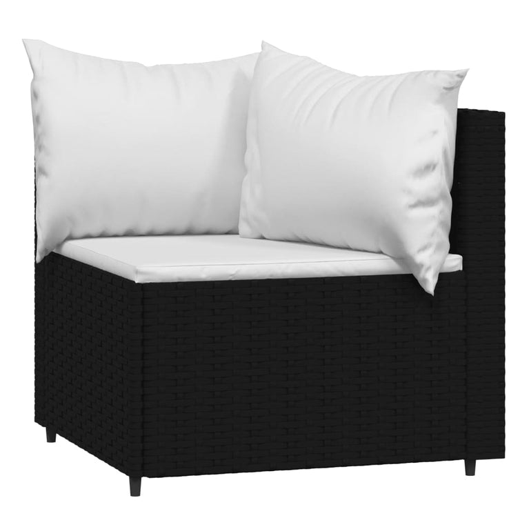 3-delige Loungeset met kussens poly rattan zwart MeubelReus