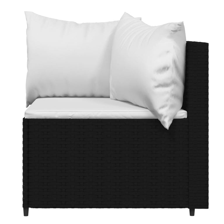 3-delige Loungeset met kussens poly rattan zwart MeubelReus