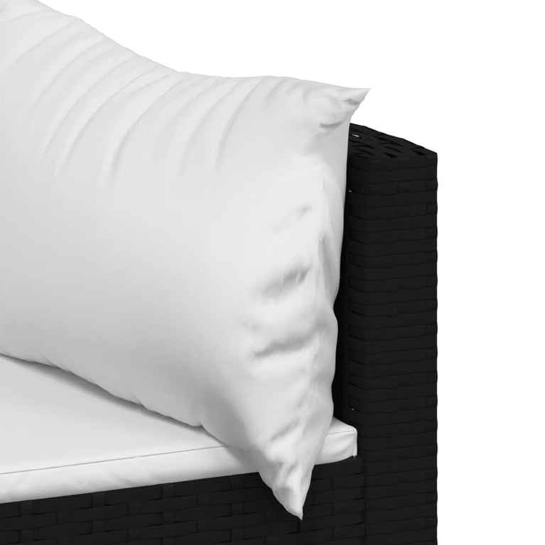 3-delige Loungeset met kussens poly rattan zwart MeubelReus