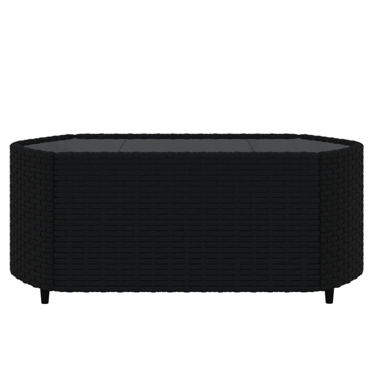 3-delige Loungeset met kussens poly rattan zwart MeubelReus