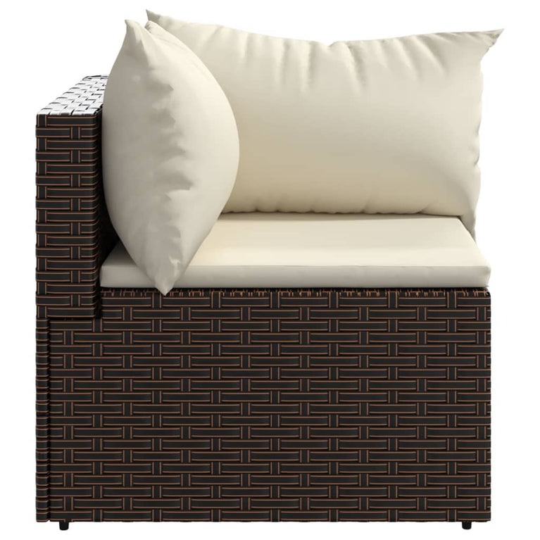 Tuinhoekbanken met kussens 2 st poly rattan bruin MeubelReus