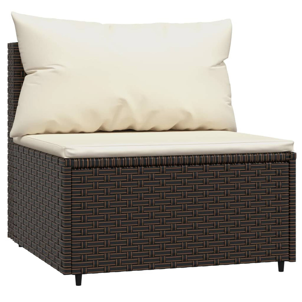 Tuinmiddenbank met kussens poly rattan bruin MeubelReus