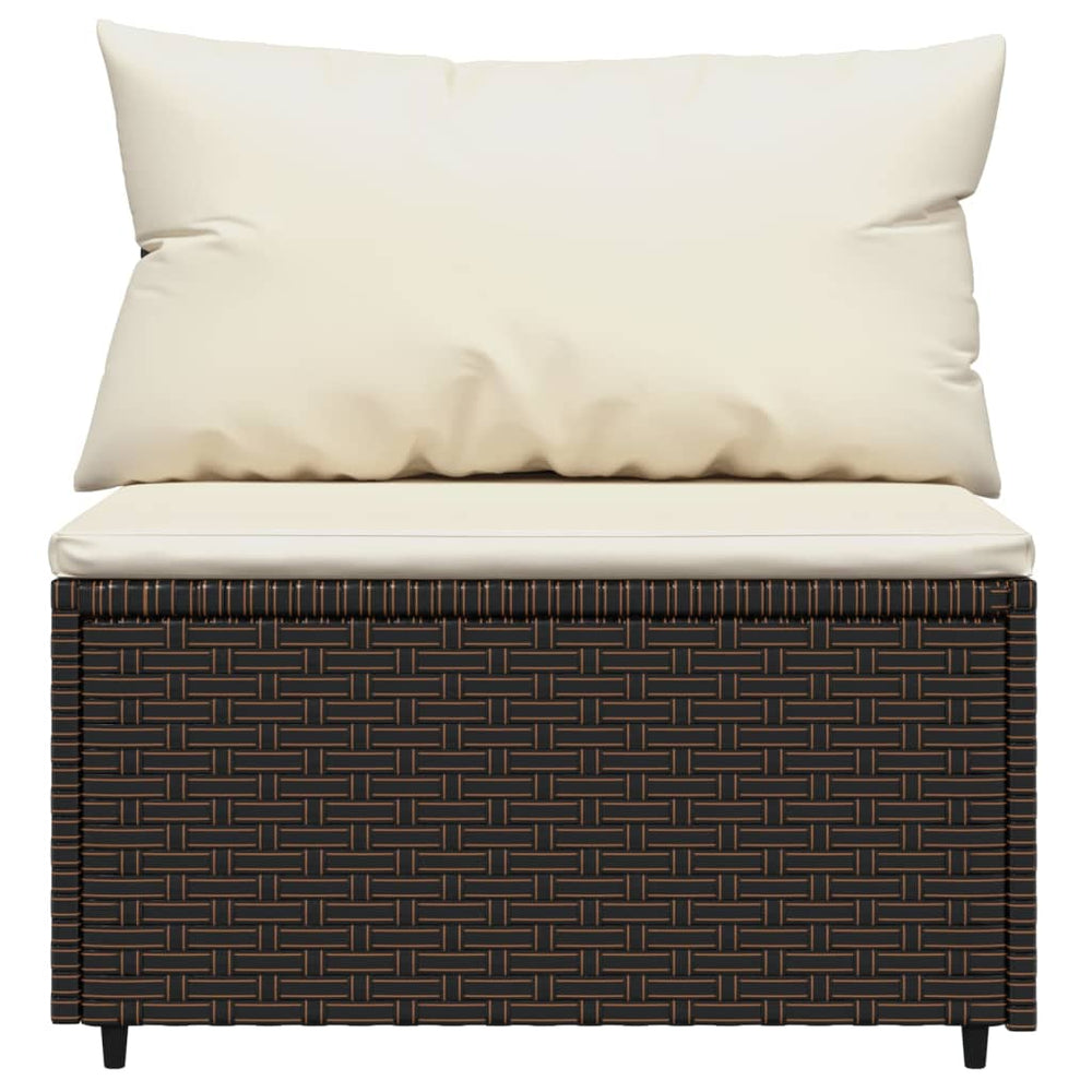 Tuinmiddenbank met kussens poly rattan bruin MeubelReus