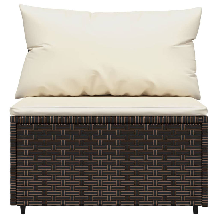 Tuinmiddenbank met kussens poly rattan bruin MeubelReus