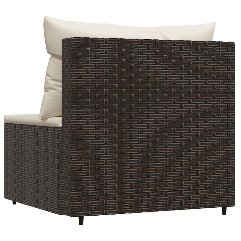 Tuinmiddenbank met kussens poly rattan bruin MeubelReus