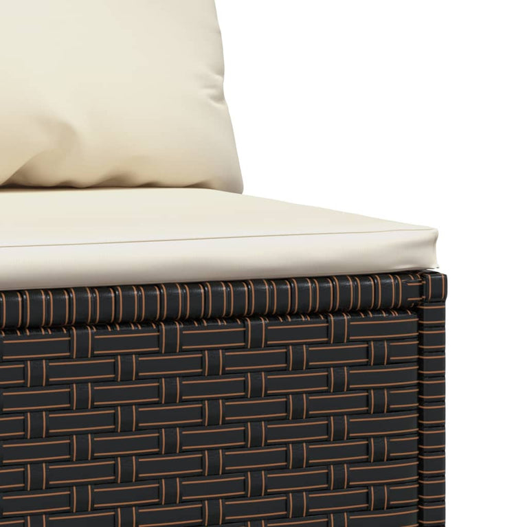 Tuinmiddenbank met kussens poly rattan bruin MeubelReus
