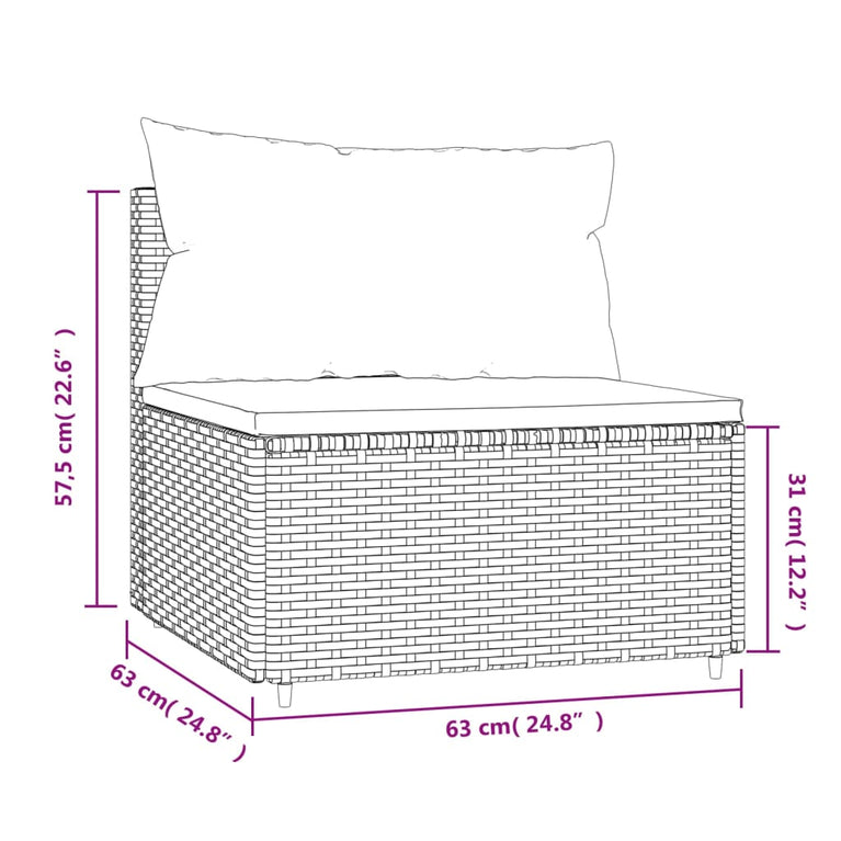 Tuinmiddenbank met kussens poly rattan bruin MeubelReus