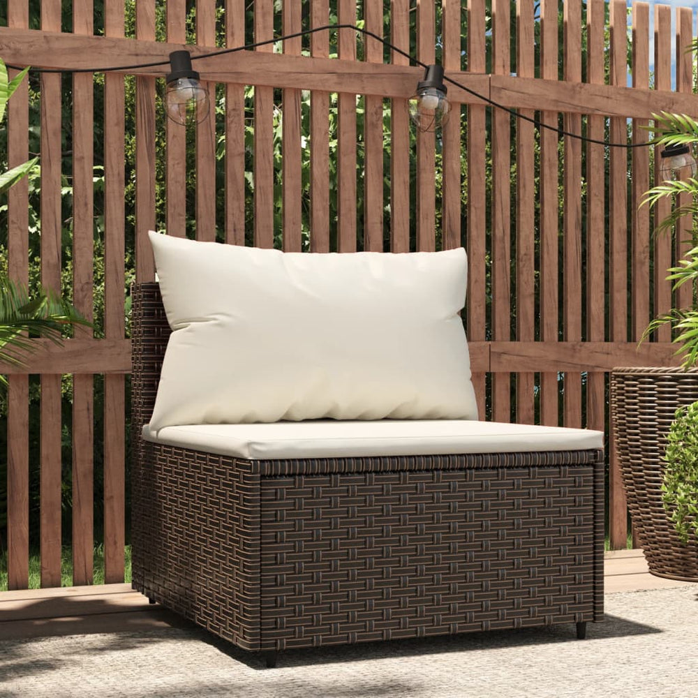 Tuinmiddenbank met kussens poly rattan bruin MeubelReus