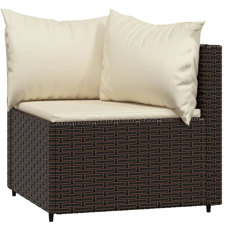 Tuinhoekbanken met kussens 2 st poly rattan bruin MeubelReus