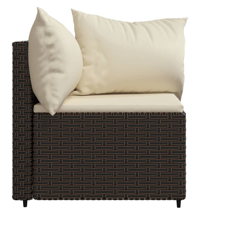 Tuinhoekbanken met kussens 2 st poly rattan bruin MeubelReus