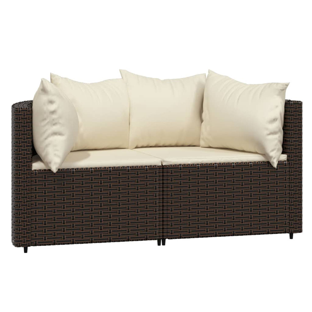 3-delige Loungeset met kussens poly rattan bruin MeubelReus