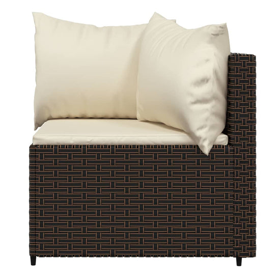 3-delige Loungeset met kussens poly rattan bruin MeubelReus