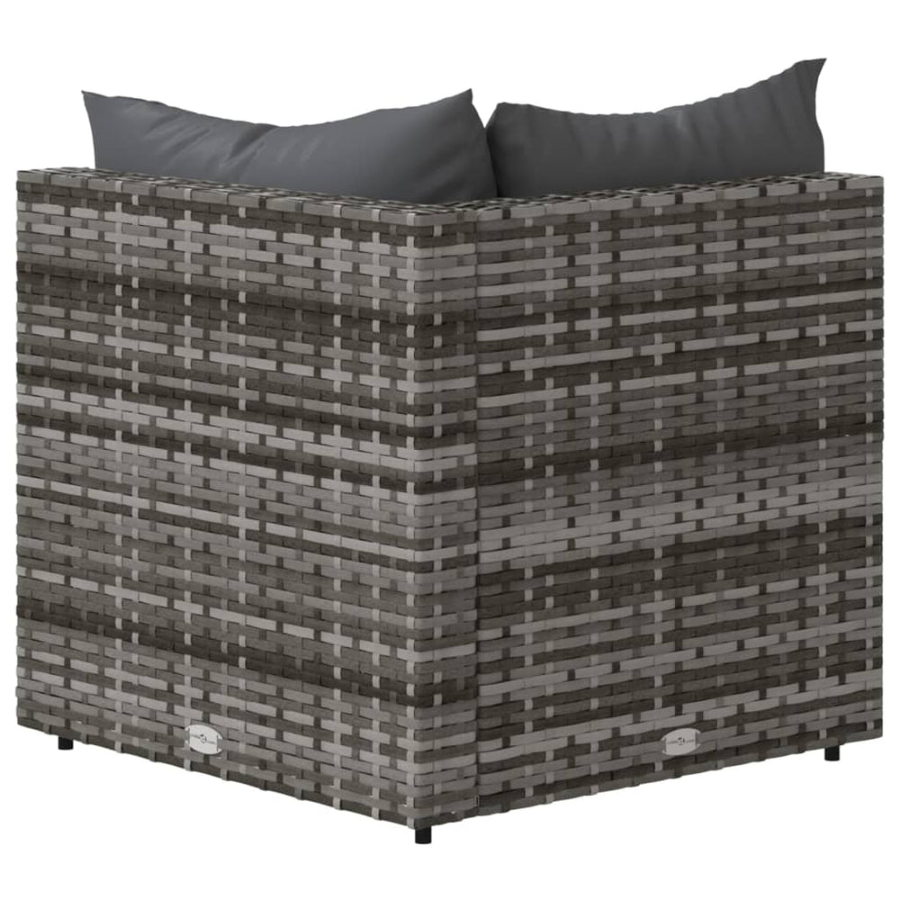 Tuinhoekbank met kussens poly rattan grijs MeubelReus