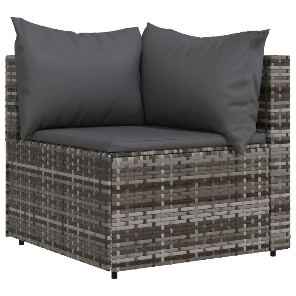 Tuinhoekbanken met kussens 2 st poly rattan grijs MeubelReus