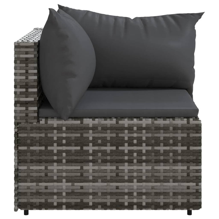 Tuinhoekbanken met kussens 2 st poly rattan grijs MeubelReus