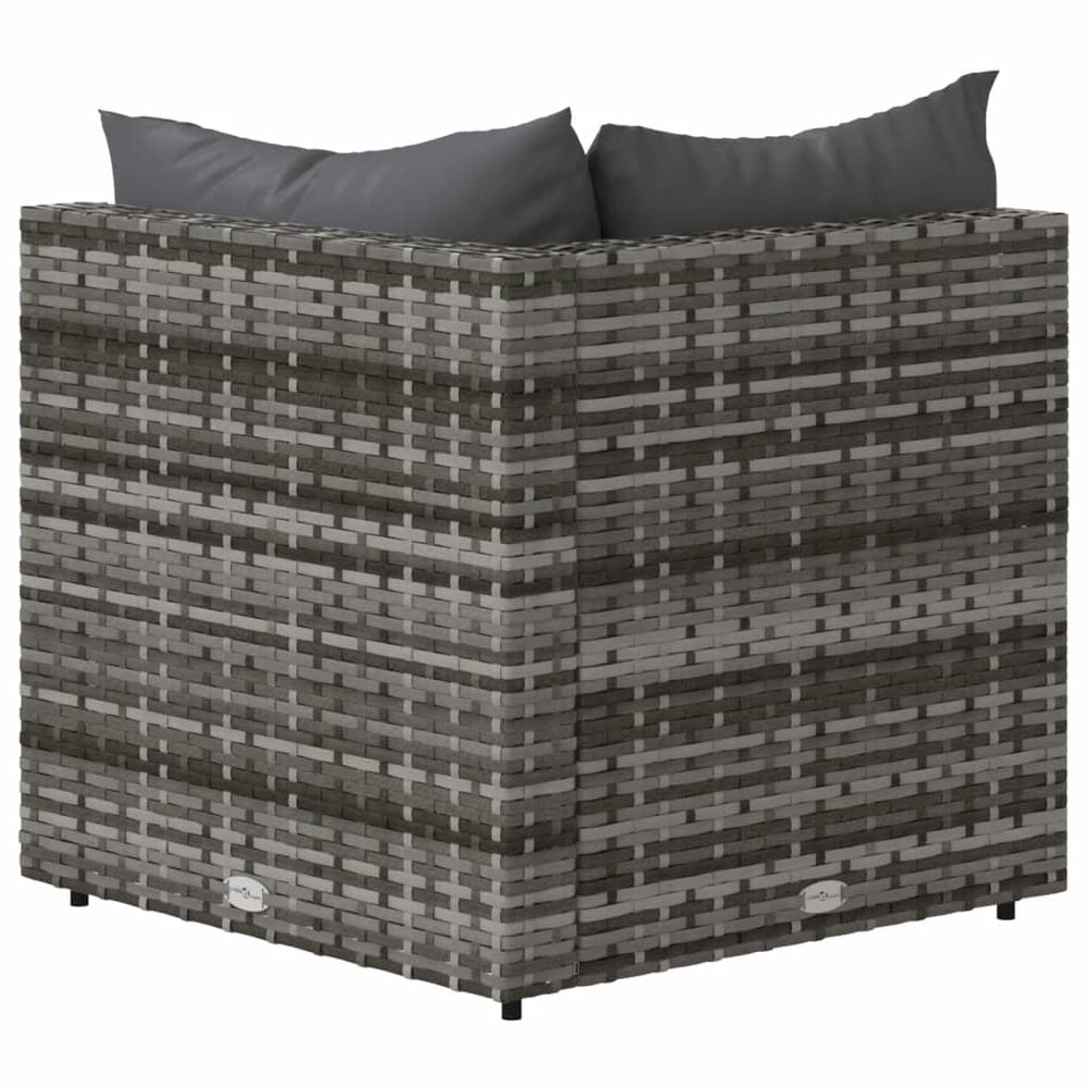 Tuinhoekbanken met kussens 2 st poly rattan grijs MeubelReus