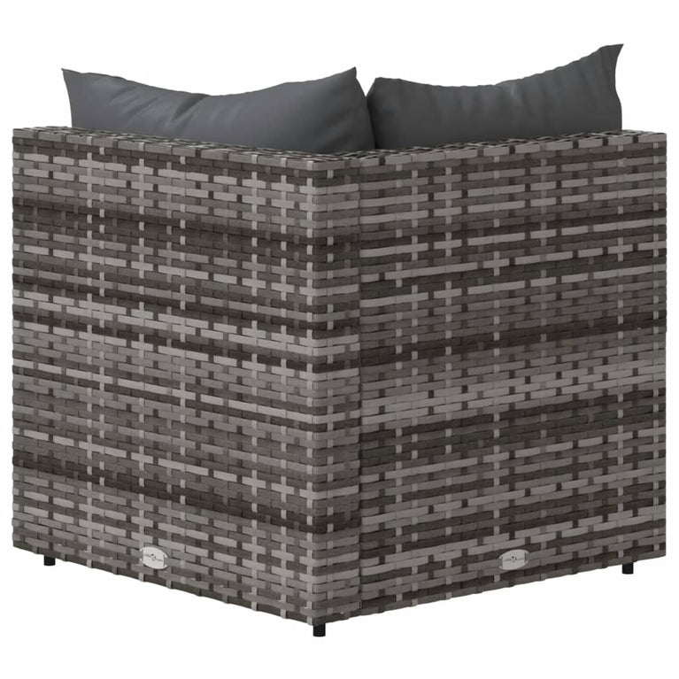 Tuinhoekbanken met kussens 2 st poly rattan grijs MeubelReus